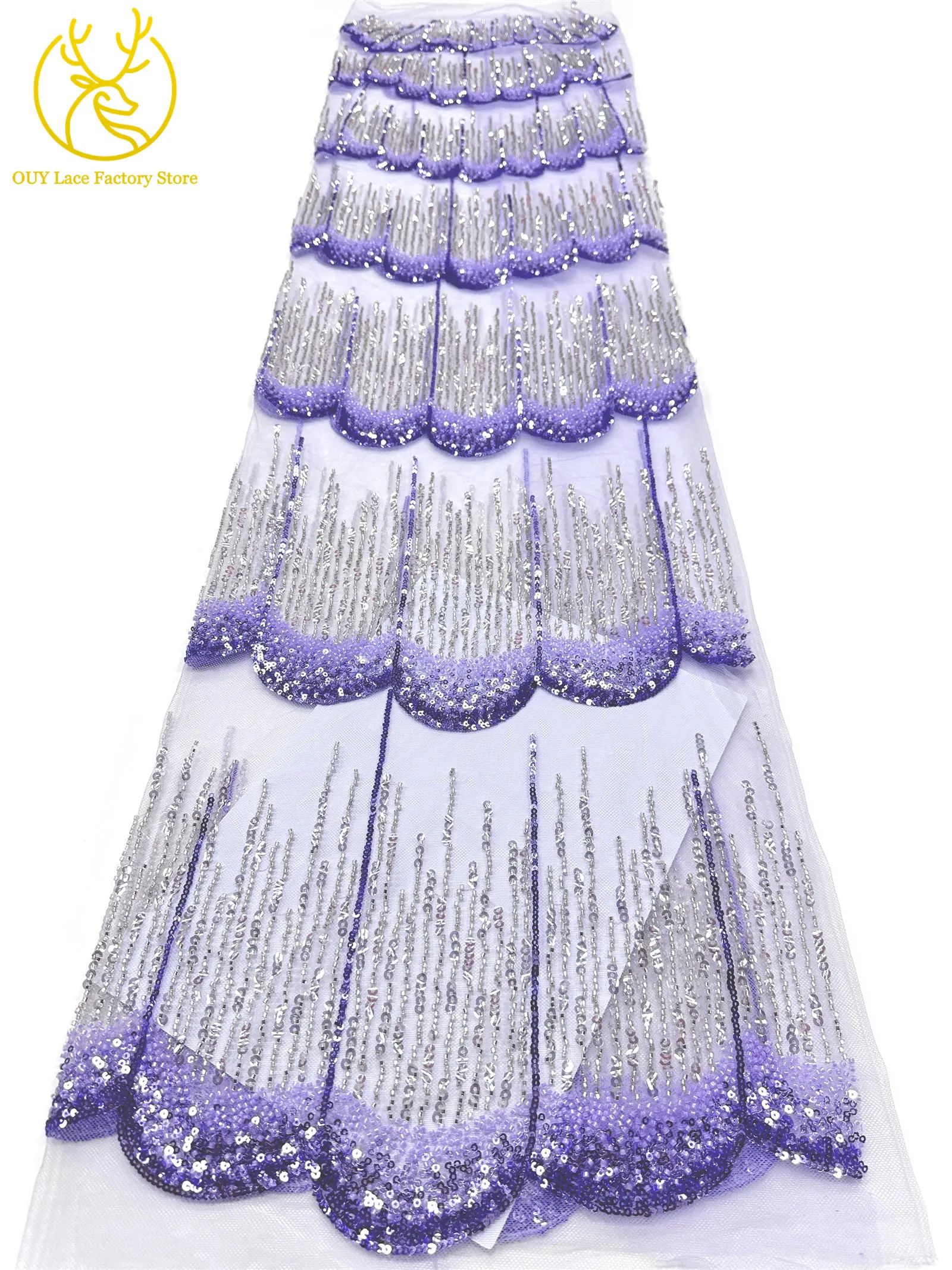 2026 Neues Design Elegante Modische Afrikanische Pailletten-Perlen-Spitzenstoffe Nigerianische Französische Tüll-Stickerei-Spitze für Braut- und Hochzeitskleidung – Detail 21