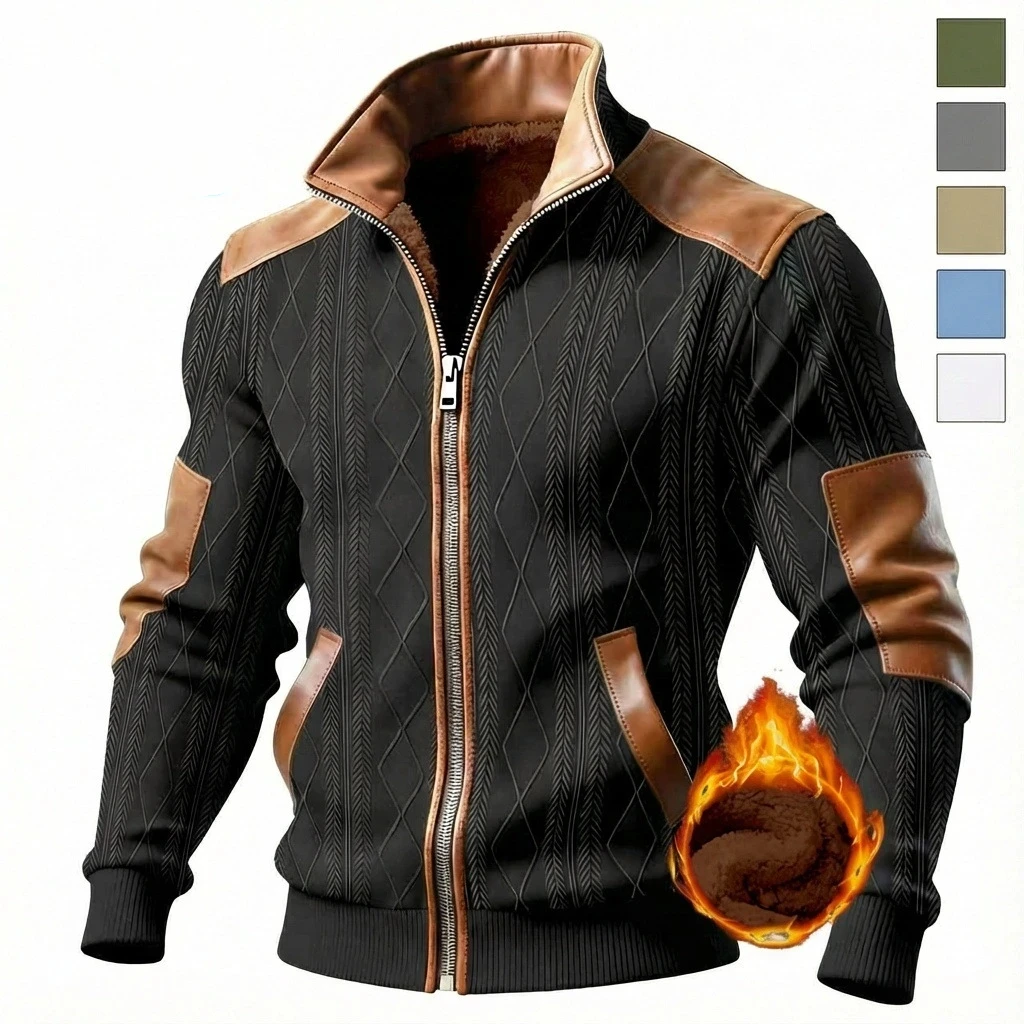Spring/Autumn Men's New Muscle Jacket - Daily Casual Sport Long Sleeve Collar Zippered Windproof Warmth Thick Coat