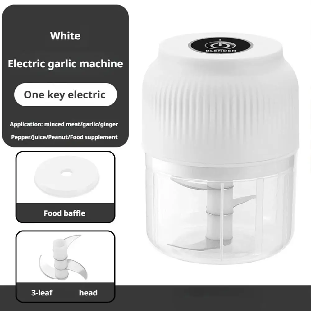 USB Rechargeable Small Electric Garlic Grinder Safe Wear-resistant Easy Clean Garlic Blender Home Complementary Food Processor