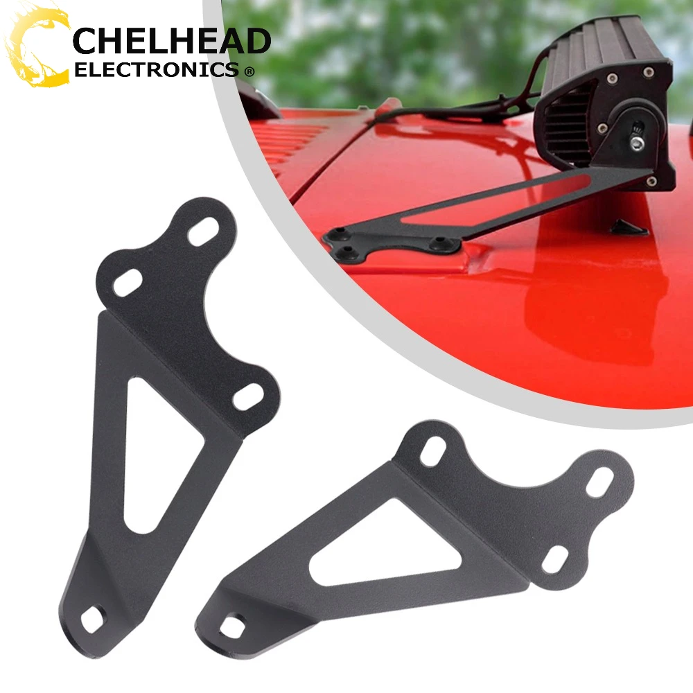 Hood Mount LED Light Bar Brackets, 22 Inch Light Bar Mounting Hardware Compatible with 1997-2006 Jeep Wrangler TJ