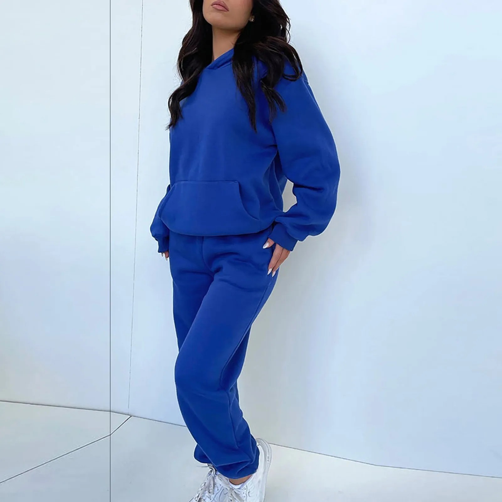 Completo da donna elegante tinta unita in due pezzi pullover caldo oversize e pantalone lungo tuta sportiva autunno inverno tuta 2023
