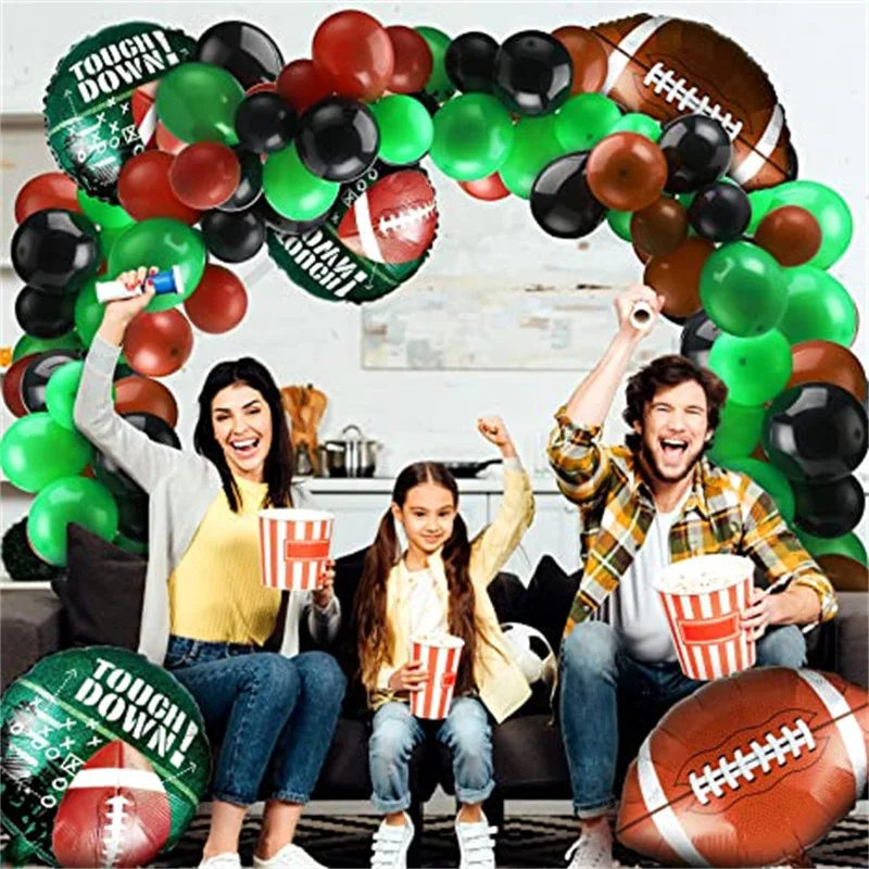 99pcs American Football Green Brown and Black arched wreath balloon set rugby themed birthday party celebration