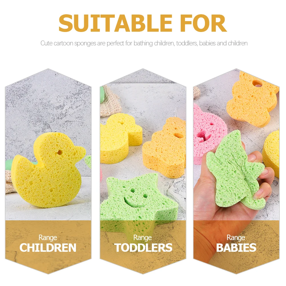 3 Pcs Children's Bath Sponge Cute Quick Dry Towel Small Sponges Hooded Baby for Bathing Scrubber Toddler