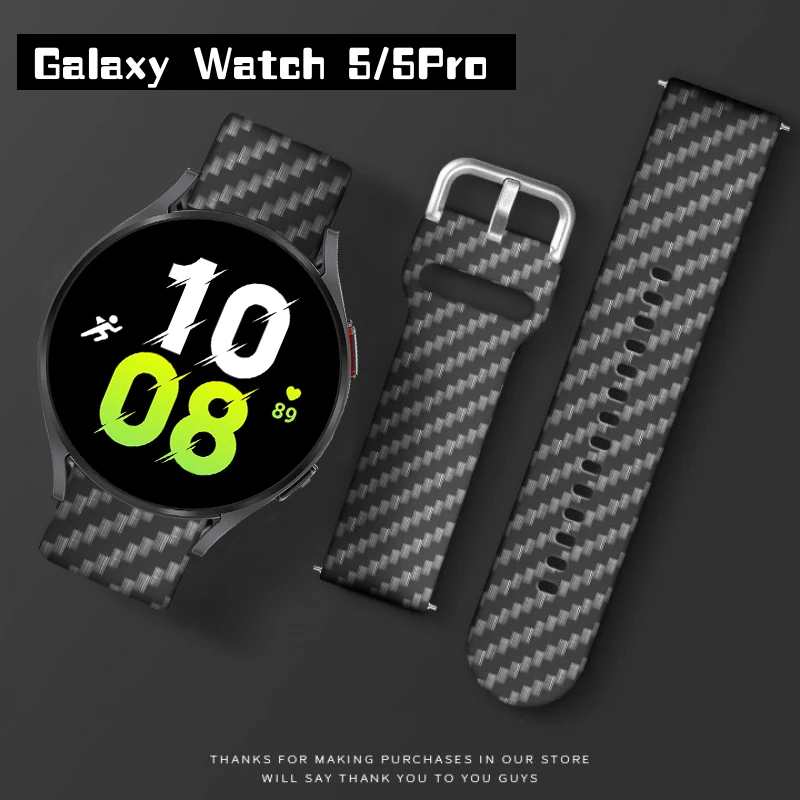 Carbon Fiber Band For Samsung Galaxy Watch 5/4/Classic/46mm/42mm/44mm/40mm/3/45mm/41mm/Active 2 5 pro 20mm 22mm Silicone Strap