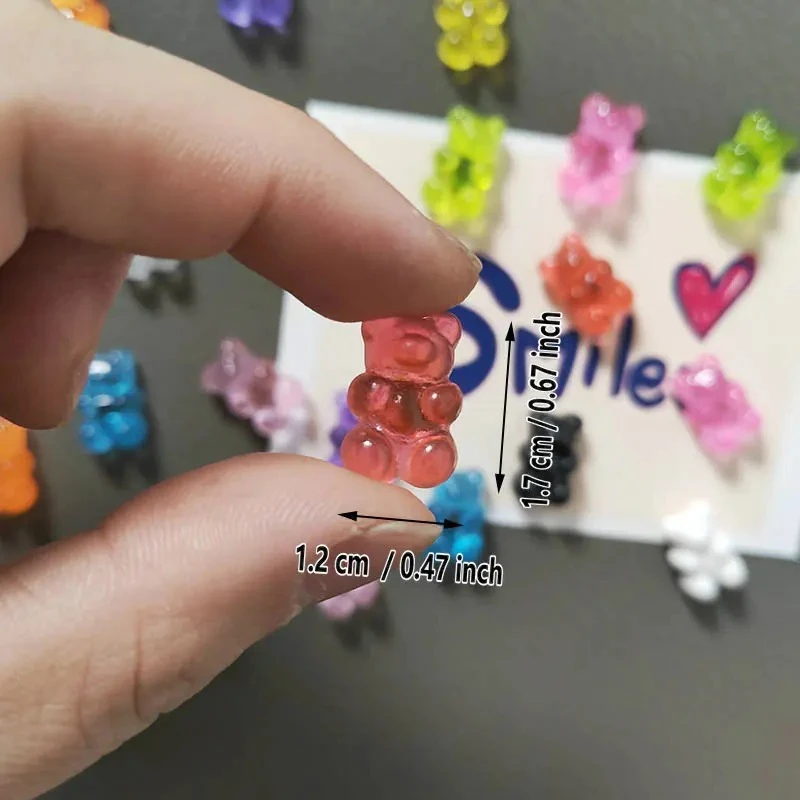 10Pcs Bear Magnetic Fridge Stickers, Random Color Refrigerator Magnets for Photos and Notes, Memo Board Decor, Office Ornament