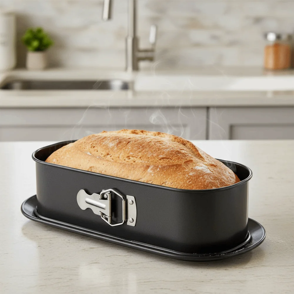 Carbon Steel Oval Removable Bottom Cake Pan Snap Fastener Non-Stick Chiffon Cake Pan Heat-resistant Baking Pan Cheesecake