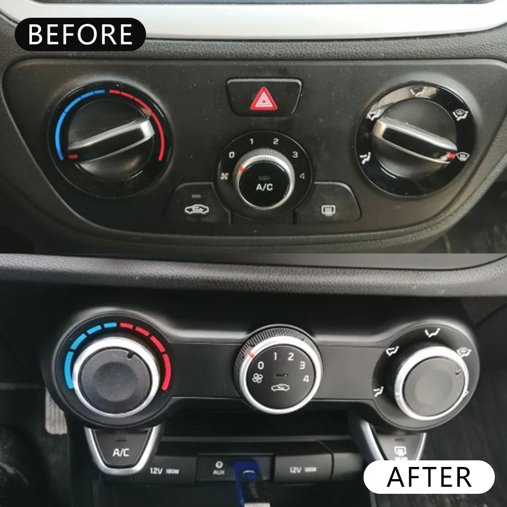 Car AC Knobs for Hyundai Solaris 2017-2021 for Kia Rio K2 KX Cross 2Pcs/set Aluminum Alloy Air Conditioning Heat Control Knob