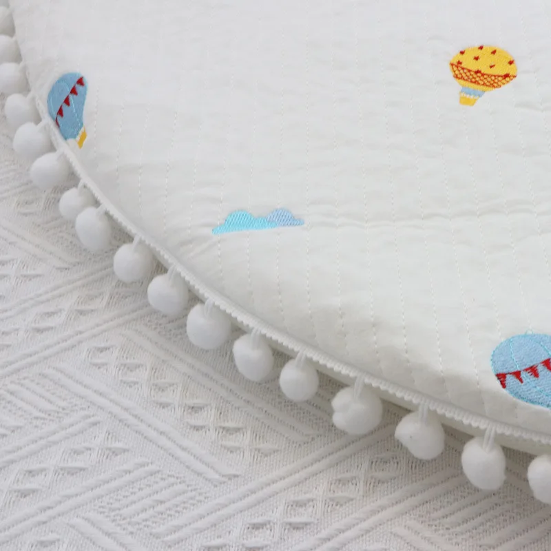 Ins newborn baby's round crawling pad thickened embroidered game pad children's room cushion kids cotton floor mat play carpet