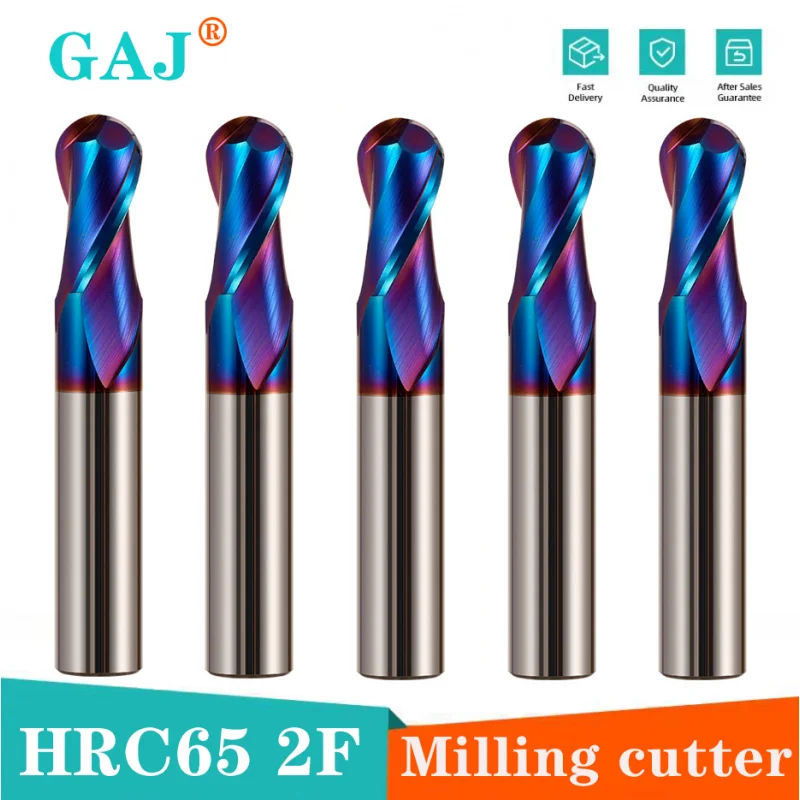 

Milling Cutter 2Flute Alloy Coating Tungsten Steel Tool Cnc Maching Hrc65 Ball Nose Endmills Top Milling CutterMachine Endmills