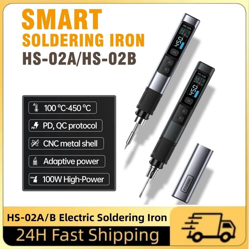 

FNIRSI HS-02 Smart Electric Soldering Iron PD 100W Adjustable Constant Temperature Fast Heat Portable Soldering Iron Station Kit