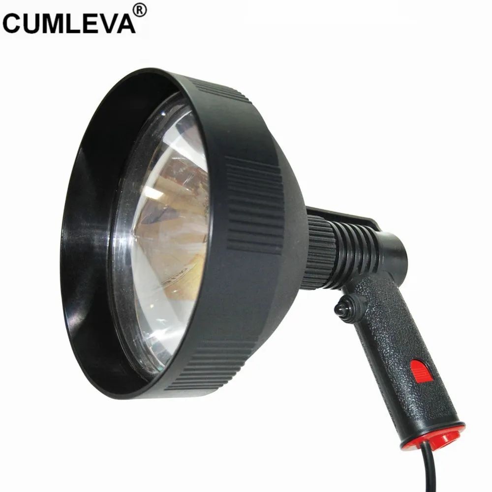 Powerful 100W Halogen Handheld Torch Ultra Lightweight  Spotlight Professional Hunting Lamp Beam Adjustment 12V DC