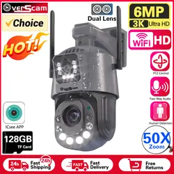 4K 8MP Metal Dual Lens PTZ Wifi Camera Outdoor 50X Optical Zoom AI Human Detection 150M Night Vision 3K 6MP IP Camera iCsee