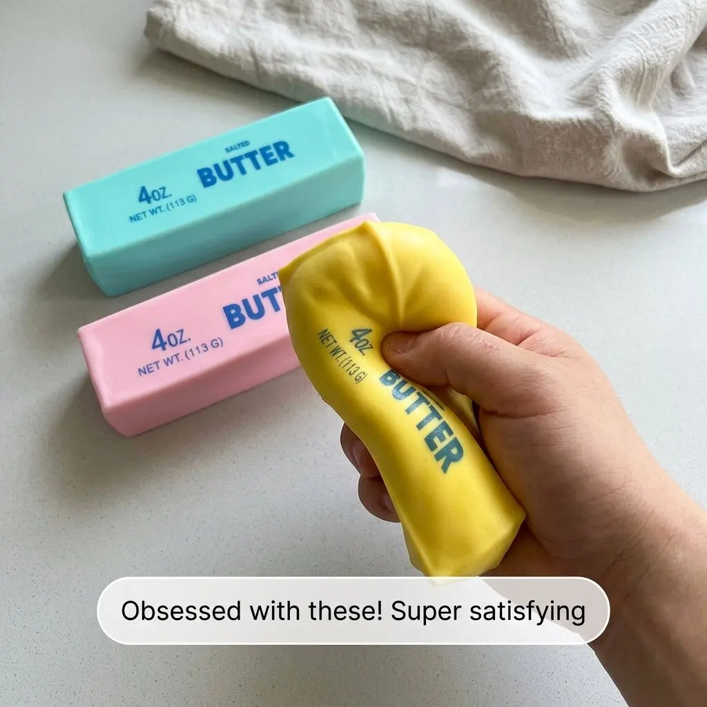 Crunchy Squeeze Butter Stick Squishy Stress Ball Fidget Toy round Anti-Stress Hand Relaxation Gift for Stress Release