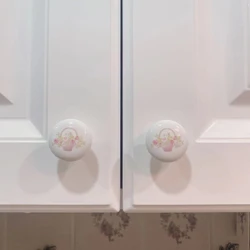Flower Wardrobe Cabinet Round Stainless Steel Drawer Handle European Mushroom Type Porcelain White Single Hold Handle