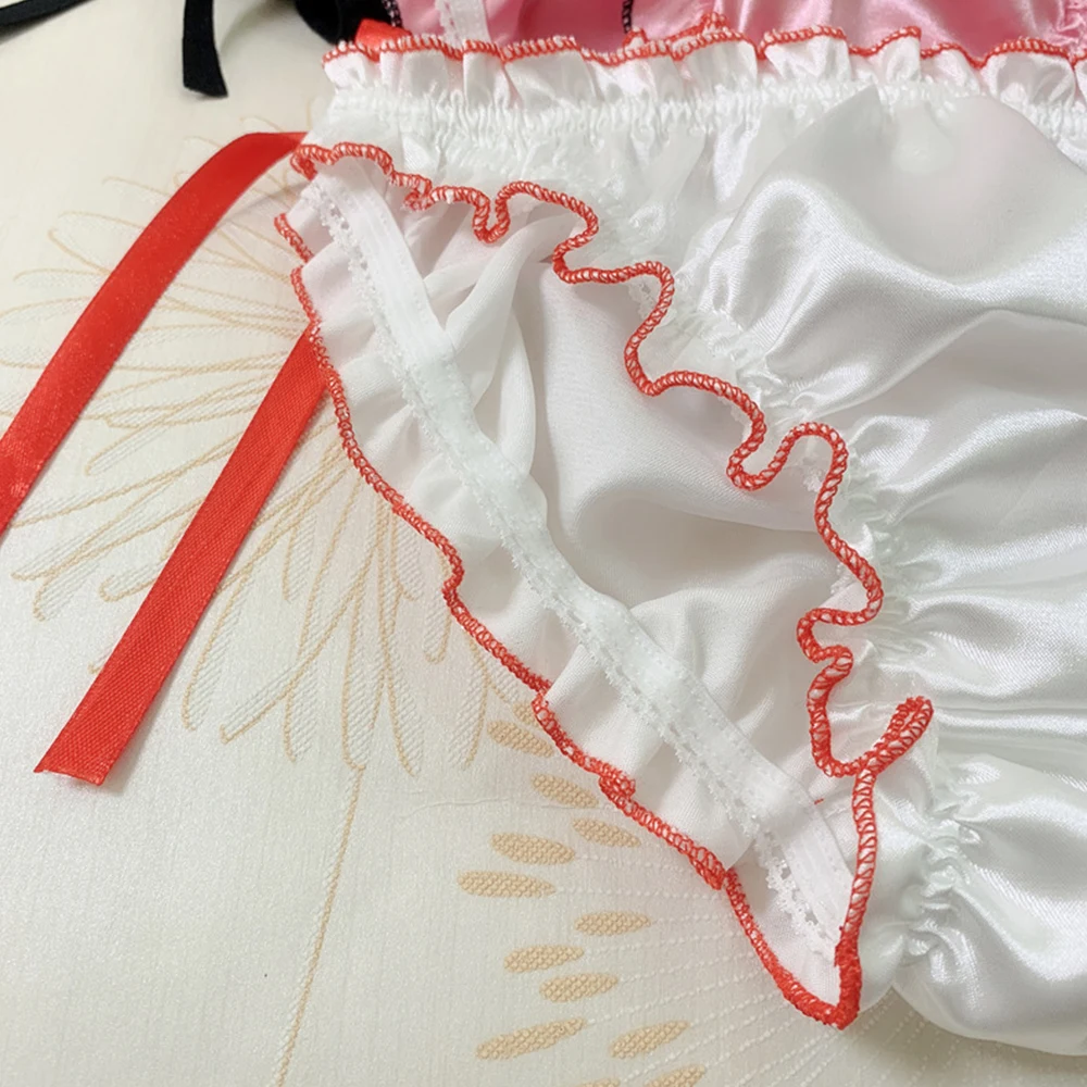 High-End Sexy Satin Lace Underwear Women Bownot Briefs Ladies Low-waisted Thin Breathable Panties Solid Soft Female Lingerie