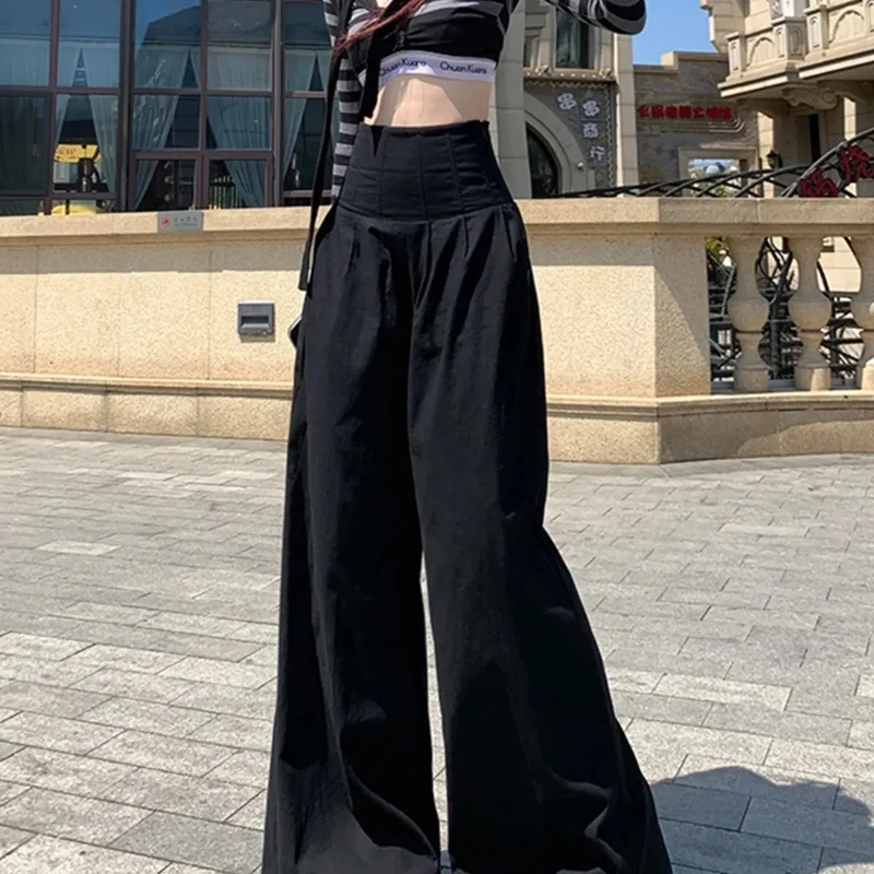 Women High Waist Wide Leg Pants Summer Y2K Casual Streetwear Straight Trousers Korean Fashion All Match Loose Chic Female Pants