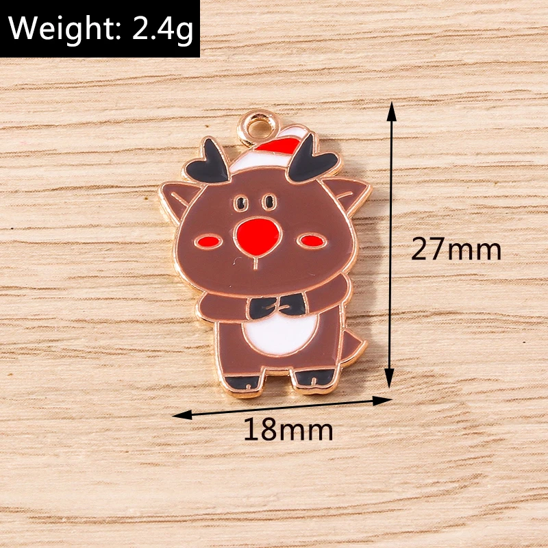 10 Stück Cartoon-Tieranhänger aus Emaille, Weihnachts-Hirsch-Elch-Anhänger für Schmuckherstellung, Ohrringe, Halsketten, DIY-Bastelarbeiten, Geschenk – Detail 1