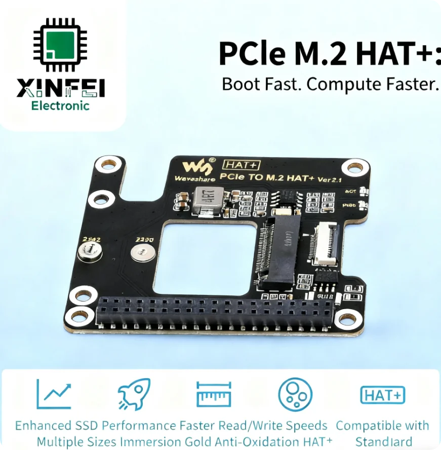 Adattatore Raspberry Pi 5 PCIe a M.2 HAT+ - Supporto SSD NVMe, avviabile, EEPROM, doppi indicatori LED per Pi 5