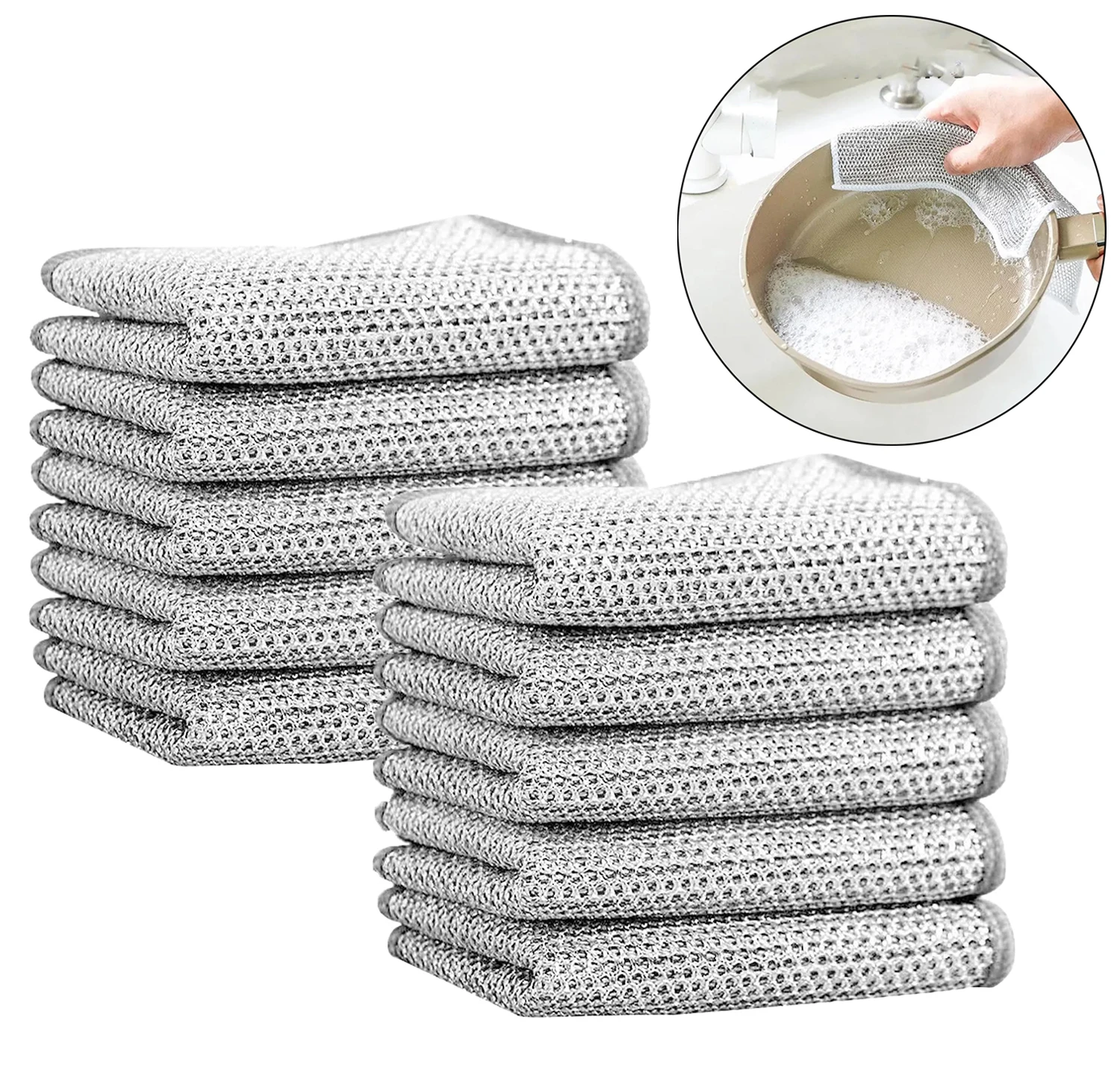 30/60 PCS Non-Scratch Stainless Steel Scrubbers – Heavy-Duty Dish Cleaning Pads for Pots, Pans & Bathroom Surfaces