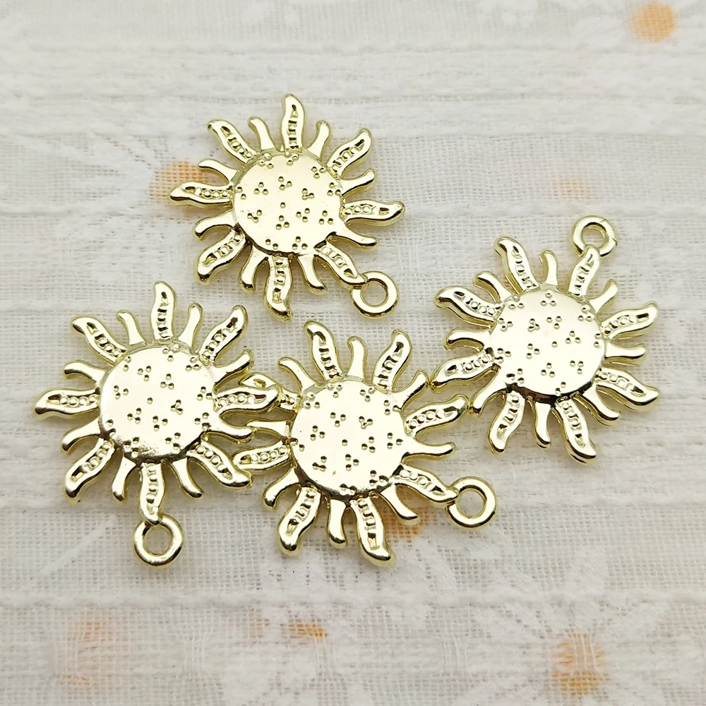 10pcs Sun Charms for Jewelry Making Enamel Necklace Keychain Phone Pendant Diy Accessories Alloy Metal Gold Plated
