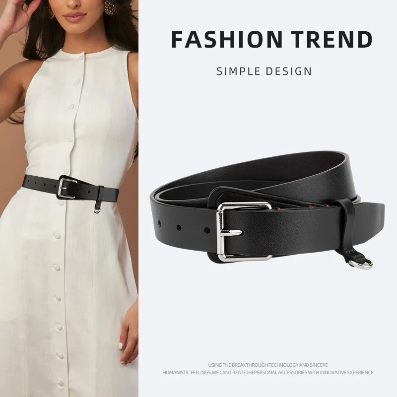 

Women's dress waist belt, top layer cowhide alloy buckle, fashion decorative belt, high-grade leather belt