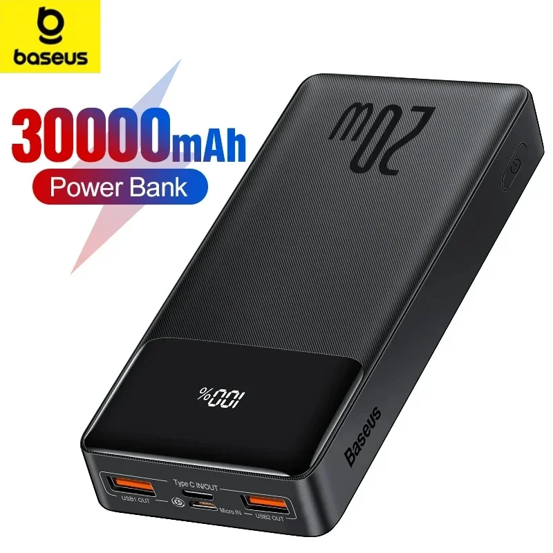 

Baseus 30000mAh Power Bank Portable Charger External Battery Fast Charging Pack Powerbank For POCO Xiaomi mi PoverBank