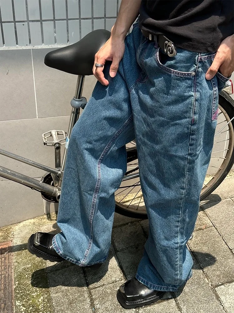 Calça Jeans Masculina Original American Retro Purple Line, Modelo Reto e Largo, gem Desbotada, Design Moderno e E,...
