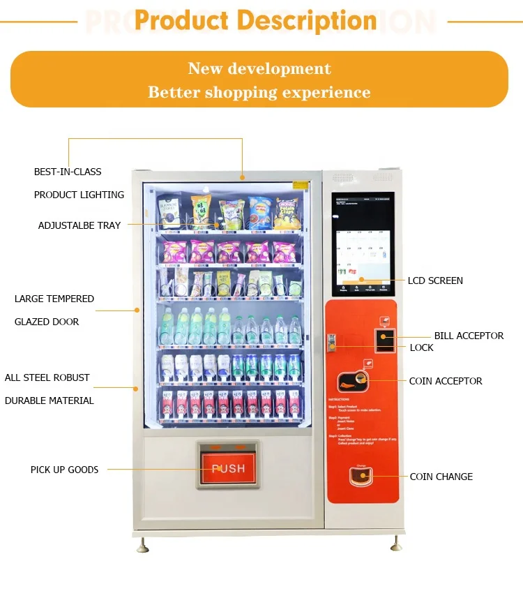 XY media 21.5inch touch screen vending machine refrigerator for beverages