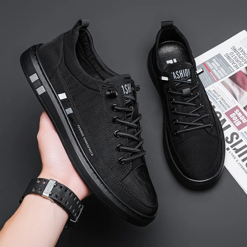 

Новая дышащая мужская обувь, повседневная однотонная обувь на шнуровке, удобные кроссовки с низким вырезом, модные мужские универсальные туфли на плоской подошве, Zapatos Homme