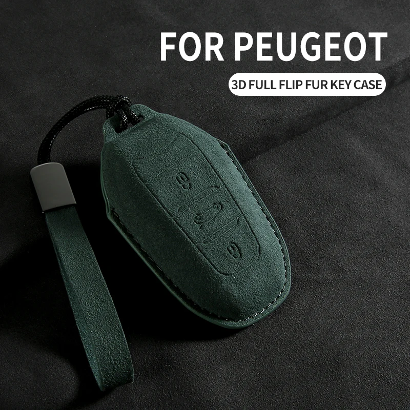 Car Key Case Cover Keyring For Peugeot 308 408 508 2008 3008 4008 5008 Car Keychain Fob Protected Suede Anti-scratch Accessories view 5
