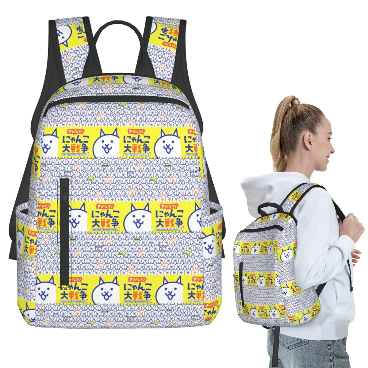 

The Battle Cats Backpack Student BookBag Kids School Bag Laptop Shoulder Bags Boys Girls