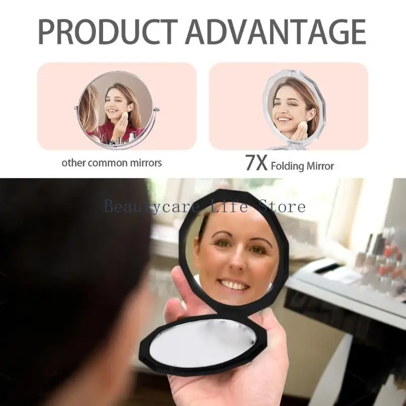 652C Pocket Sized Mirrored for Handbag Convenient and Practical 7X Magnification Mirrored