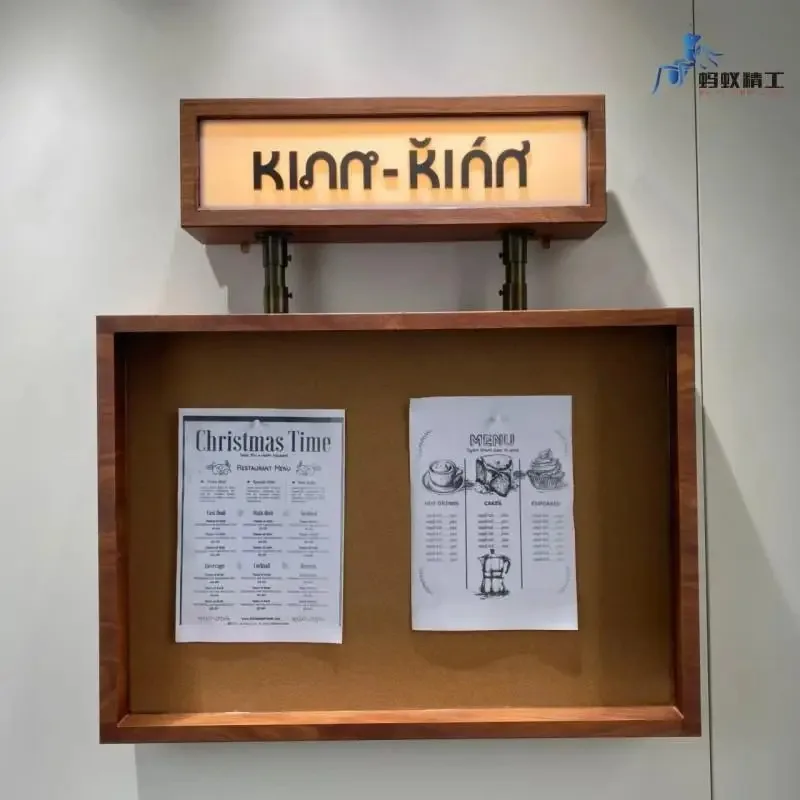 

【specialized】luminous Poster Decorative Frame Hong Kong Wind Wood Publicity Column Product Display Cabinet Niche Bulletin Board