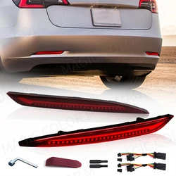 For Tesla Model 3 Model Y 2017 2018 2019 2020 2021 2022 Led Rear Bumper Reflector 3 Functions Brake Light Dynamic Turn Signal
