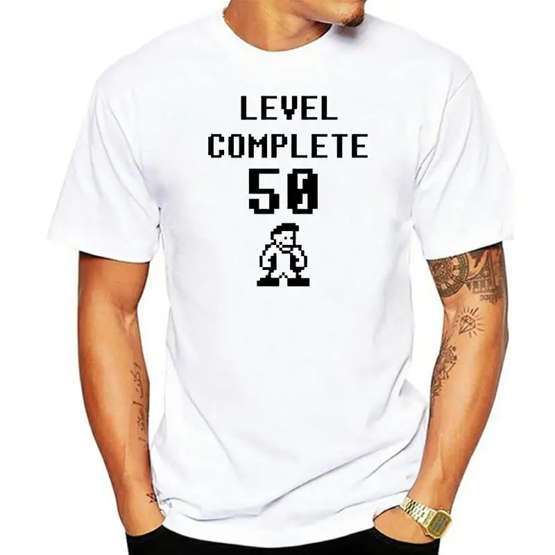 New 50 Years Old Birthday Gift T Shirt Tops 100% Cotton Men Summer O Neck Level Complete 50 T-Shirt Man Clohing