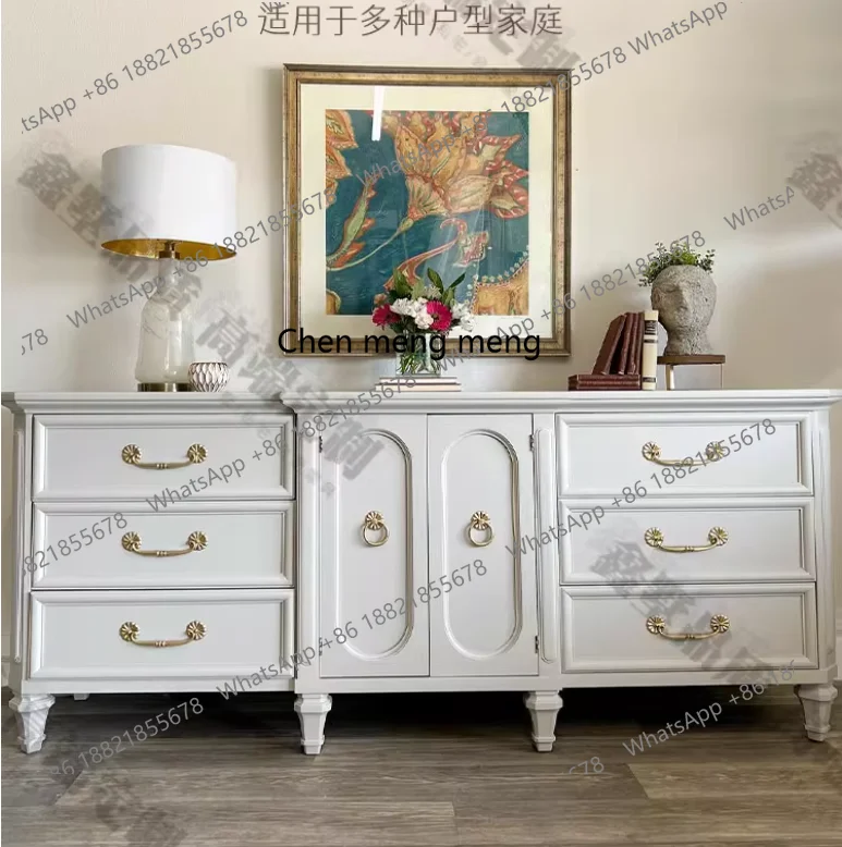 French household living room solid wood TV cabinet American retro small apartment simple side cabinet small apartment locker