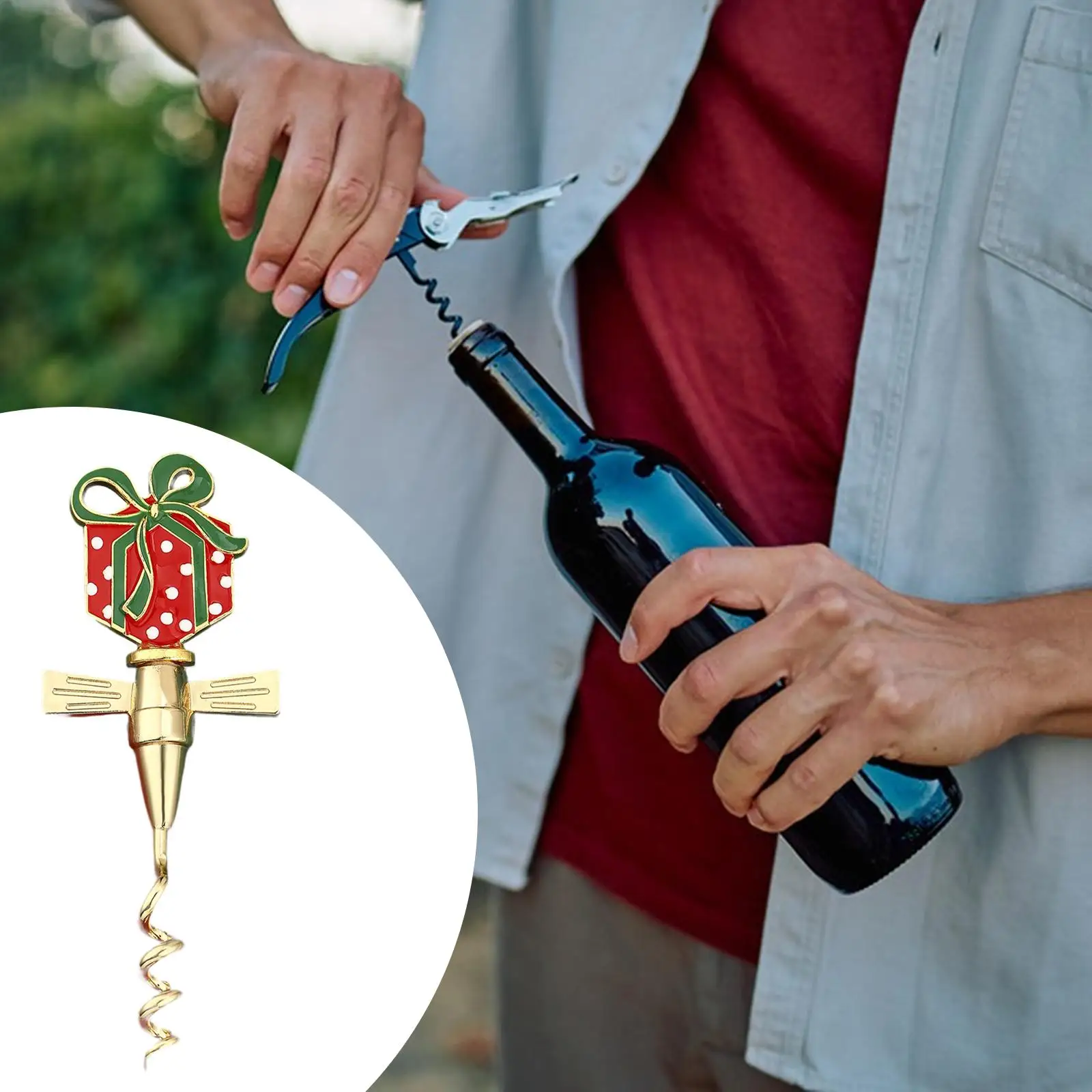 Multifunction Wine Bottle Opener Compact Corkscrew Ergonomic Handle for Christmas Home Bar Restaurant Holiday Celebrations