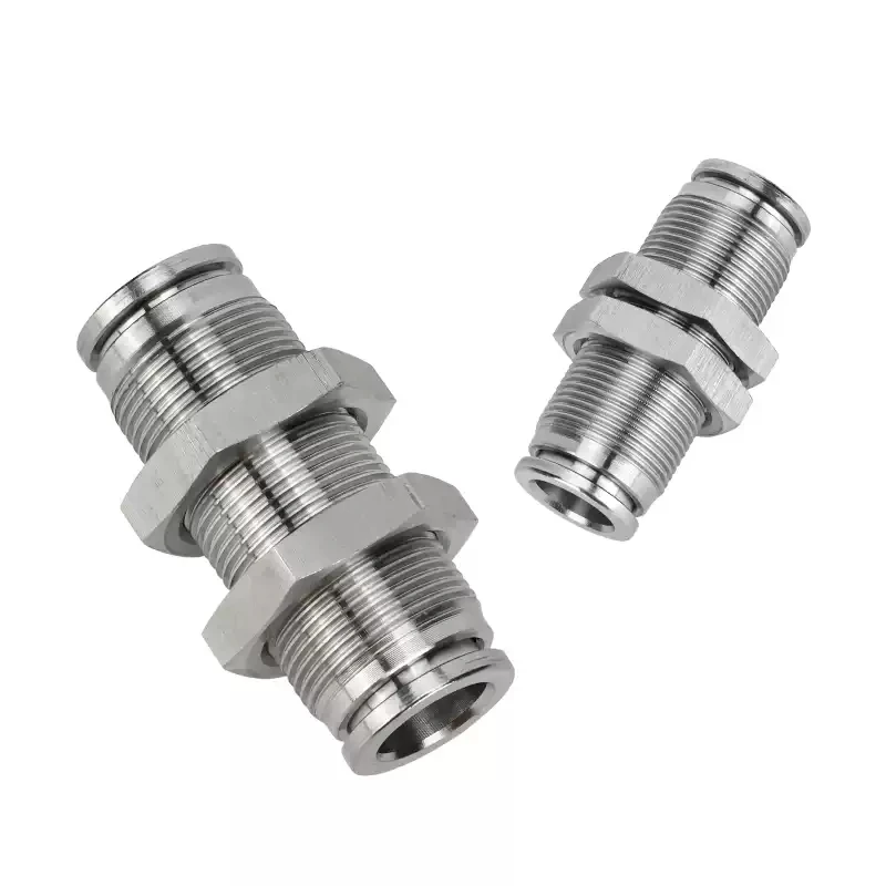 1 Pcs304 Stainless Steel Diaphragm Straight Joint PM4/6/8/10/12mm Quick External Thread Connector Pipe Compresseur Air Pneumatic