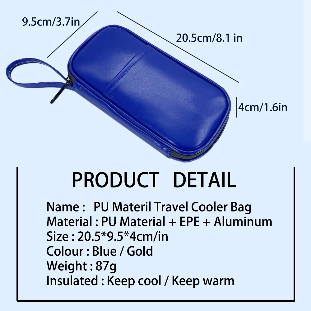 Insulin Cooler Travel Bag with 4 Ice Pack  PU Waterproof Medicine Organizer Bag Insulin Cooling Bag for Diabetics view 2