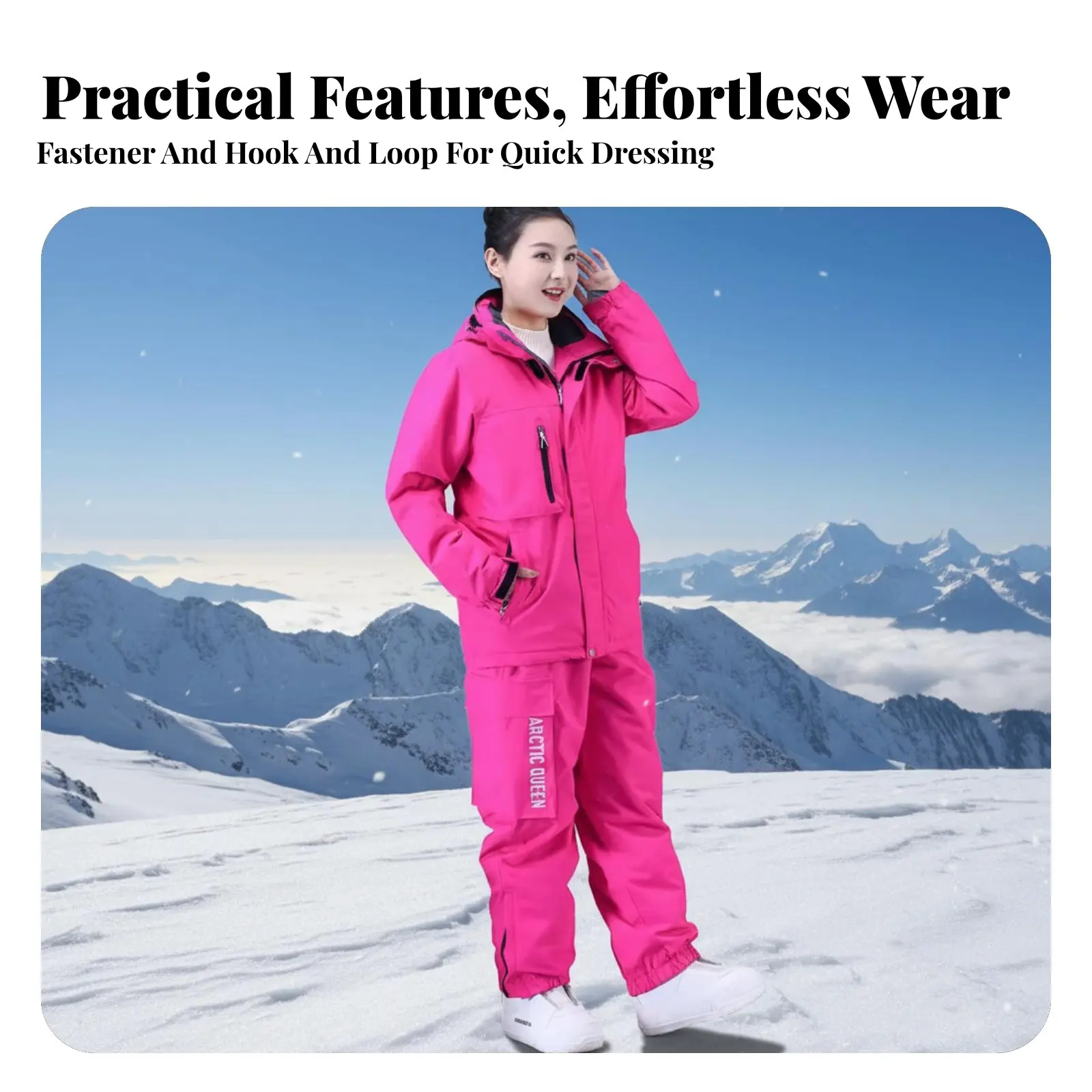 

Женский лыжный костюм оверсайз, зимний, ветрозащитный, водонепроницаемый, комплект из куртки и брюк, для сноубординга, коралловый