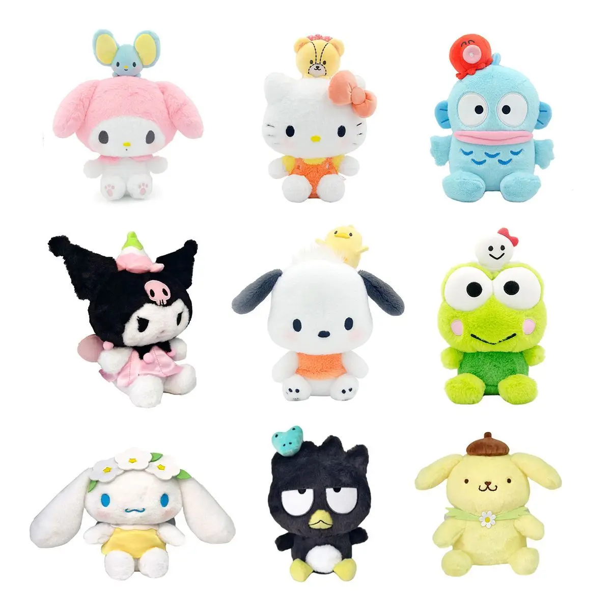

Licensed Sanrio Friendship Style Plush Doll, Kuromi Hello Kitty Hangyodon Keroppi Pompompurin, Kawaii Cartoon Stuffed Toy