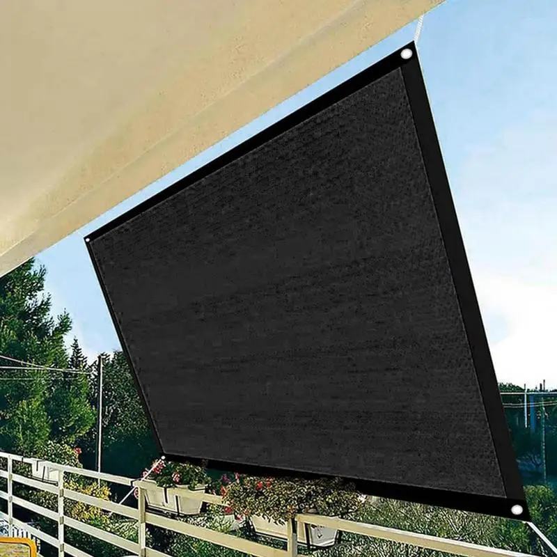 Waterproof Sun Shade Sail Black Shade Cloth Sunblock Mesh Cover Breathable Fabric UV Block Canopy For Gardens Courtyards Pools