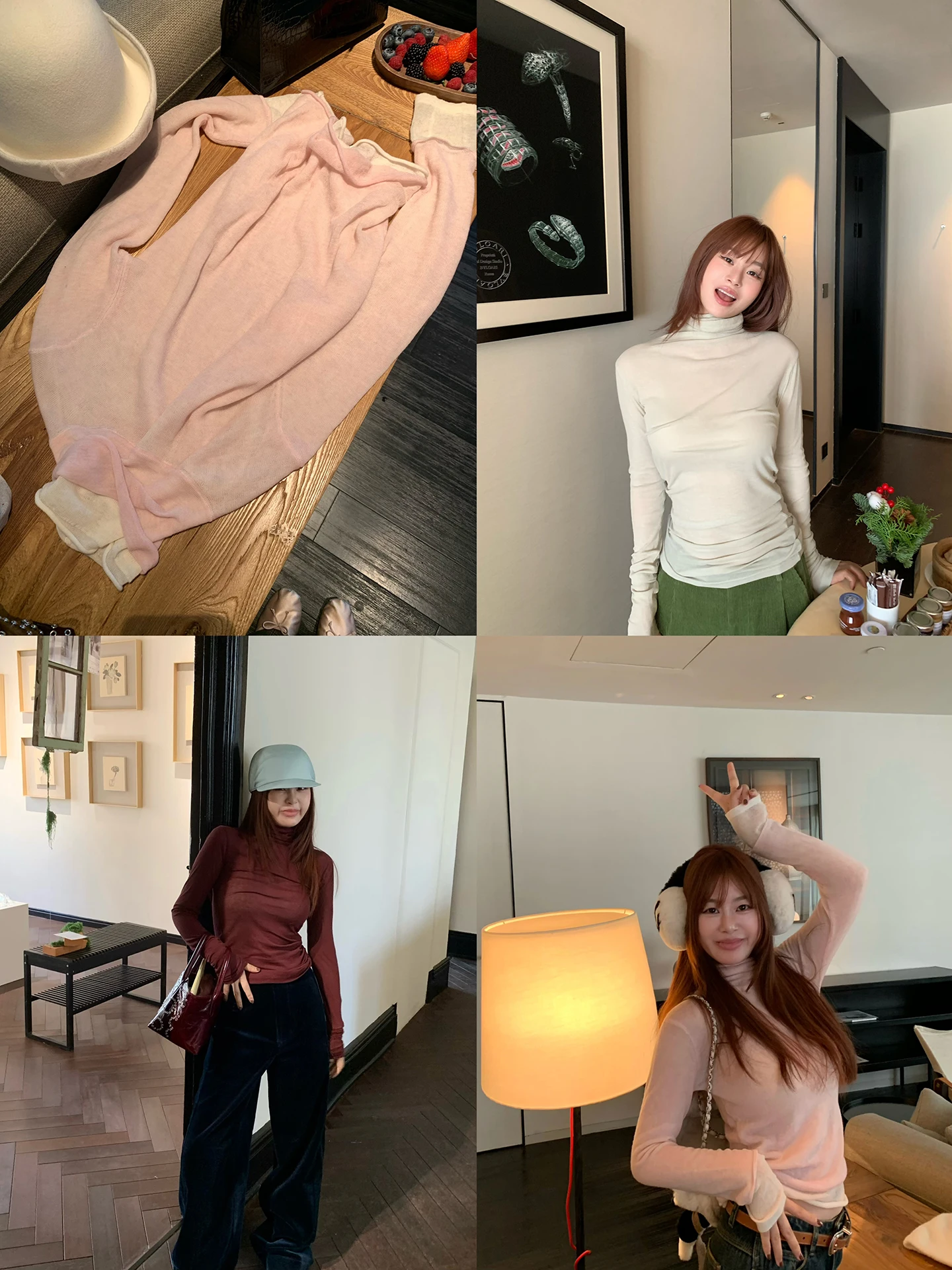 

Women's Knitted Wool Blend Long Sve Crew Ne Sweater Soft Cozy Base Layer Double Layer Cotton And Water Soluble Wool