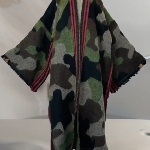 WINYI 카무플라주 컬러 아프리카 여성 겨울 기모노 긴팔 오버코트, 아바야 두바이 럭셔리 오픈 프론트 롱 가디건, 파티 원피스 