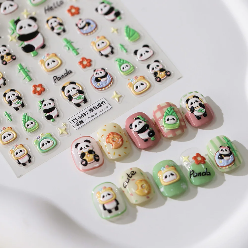 1pc Cartoon Nagel aufkleber niedlichen Panda Aufkleber Nail Art Dekoration DIY Presse auf Nägeln