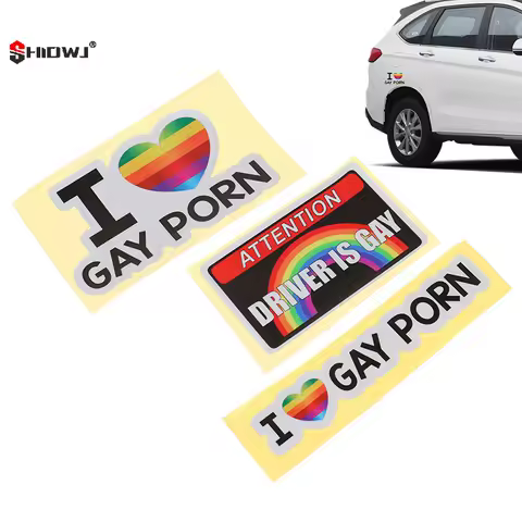 I LOVE GAY PORN Car Stickers Funny LGBTQ Rainbow Decoration Warning Reflective Decal Personality Trunk Bumper Sticker