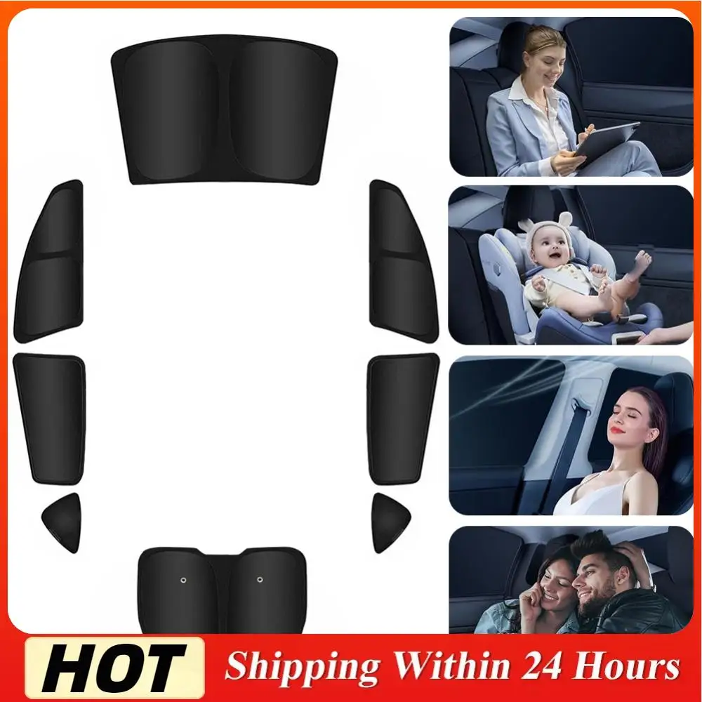 

Комплект из 8 солнцезащитных шторок для автомобиля с полной блокировкой УФ-излучения для TESLA Model Y 2020-2024, аксессуары