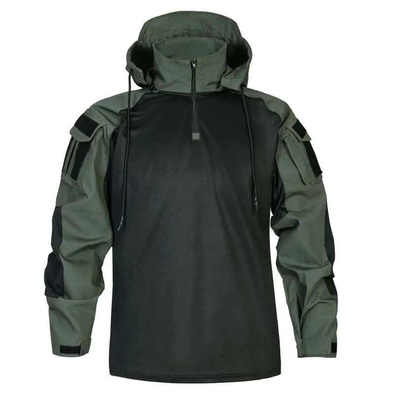 US Army CP Camo Tactical Shirt Multicam Hooded Combat T-Shirt Men Airsoft Paintball Long-sleeved Tops Camping Hunting Clothing