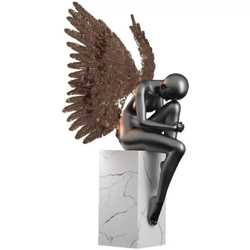 Modern creative sculpture ornament landing angel figure hotel lobby artwork