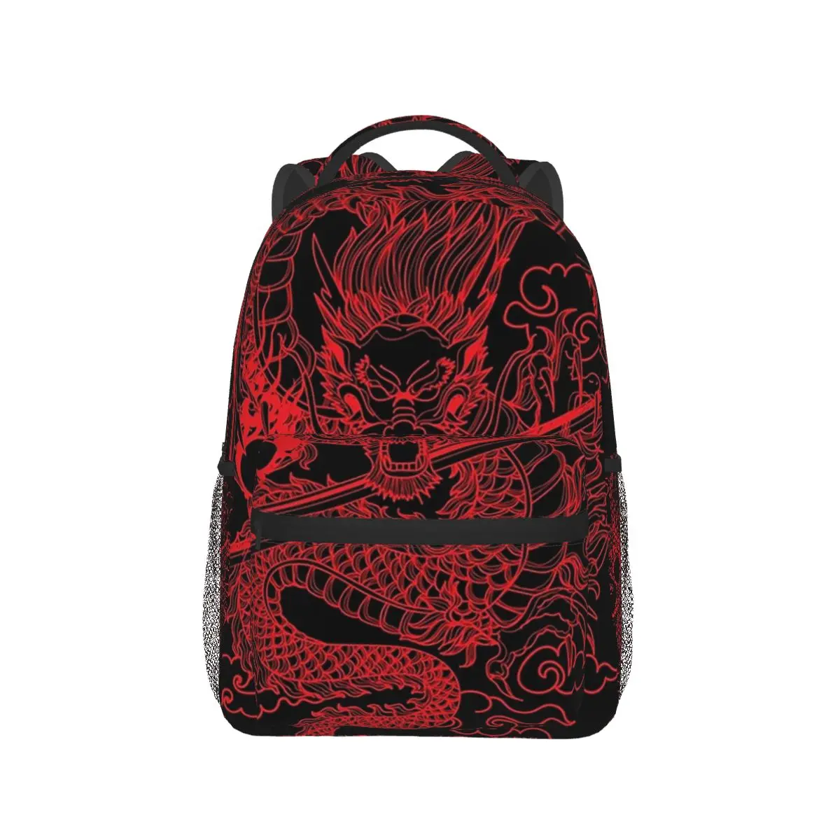 Red Chinese Dragon With Black Background Backpacks Boys Girls Bookbag Students School Bags Cartoon Laptop Rucksack Shoulder Bag